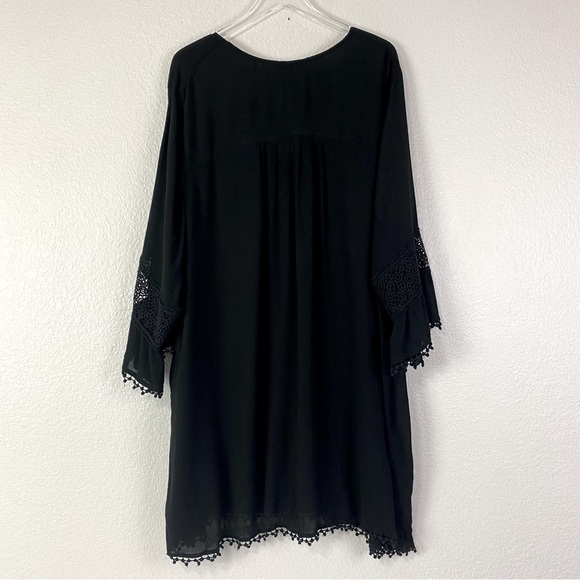 Swimsuits For All Black Embroidered Crinkle Swim Cover Up Size 26/28 - Picture 4 of 10